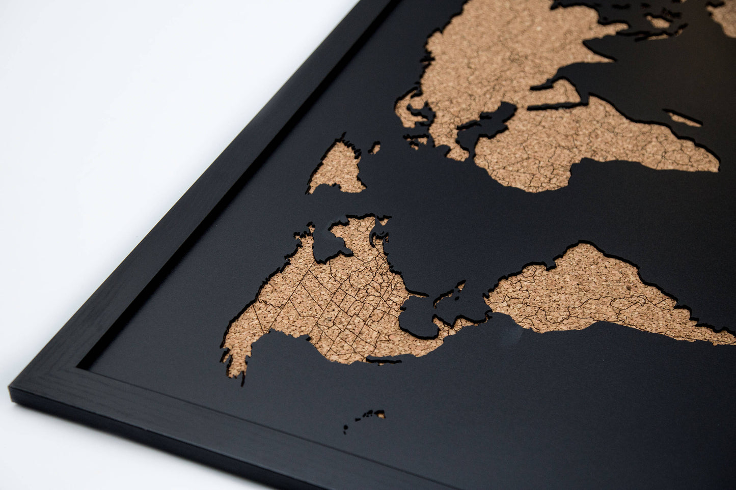Laser Cut Wood Pushpin Map v1 - Black