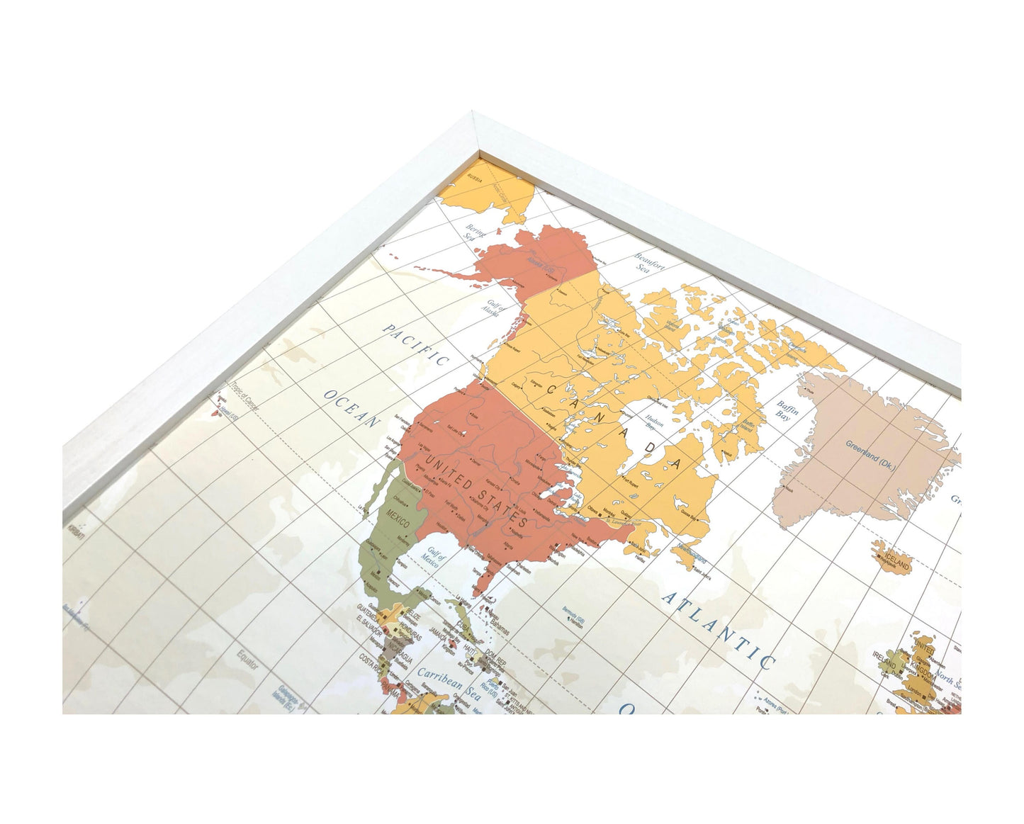 Pushpin world map | 36" x 24" or 24" x 18" | Vintage Tan (Wrap)