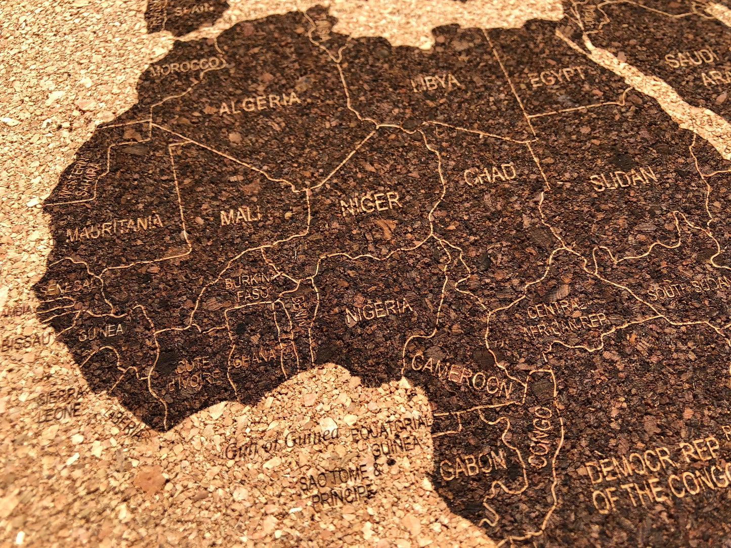 Cork Laser Engraved World Map 2