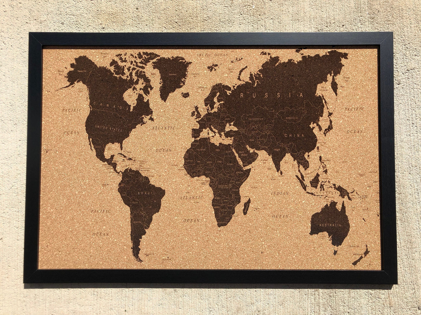 Cork Laser Engraved World Map 2