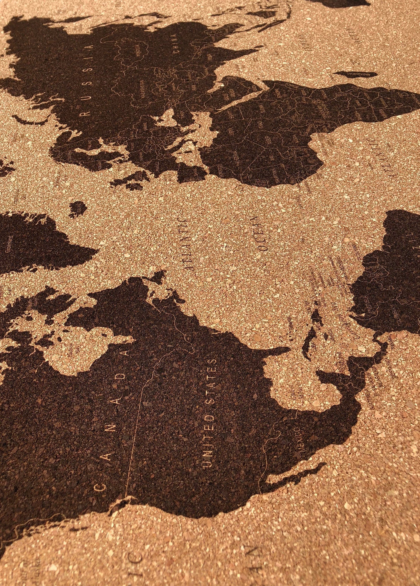 Cork Laser Engraved World Map 2