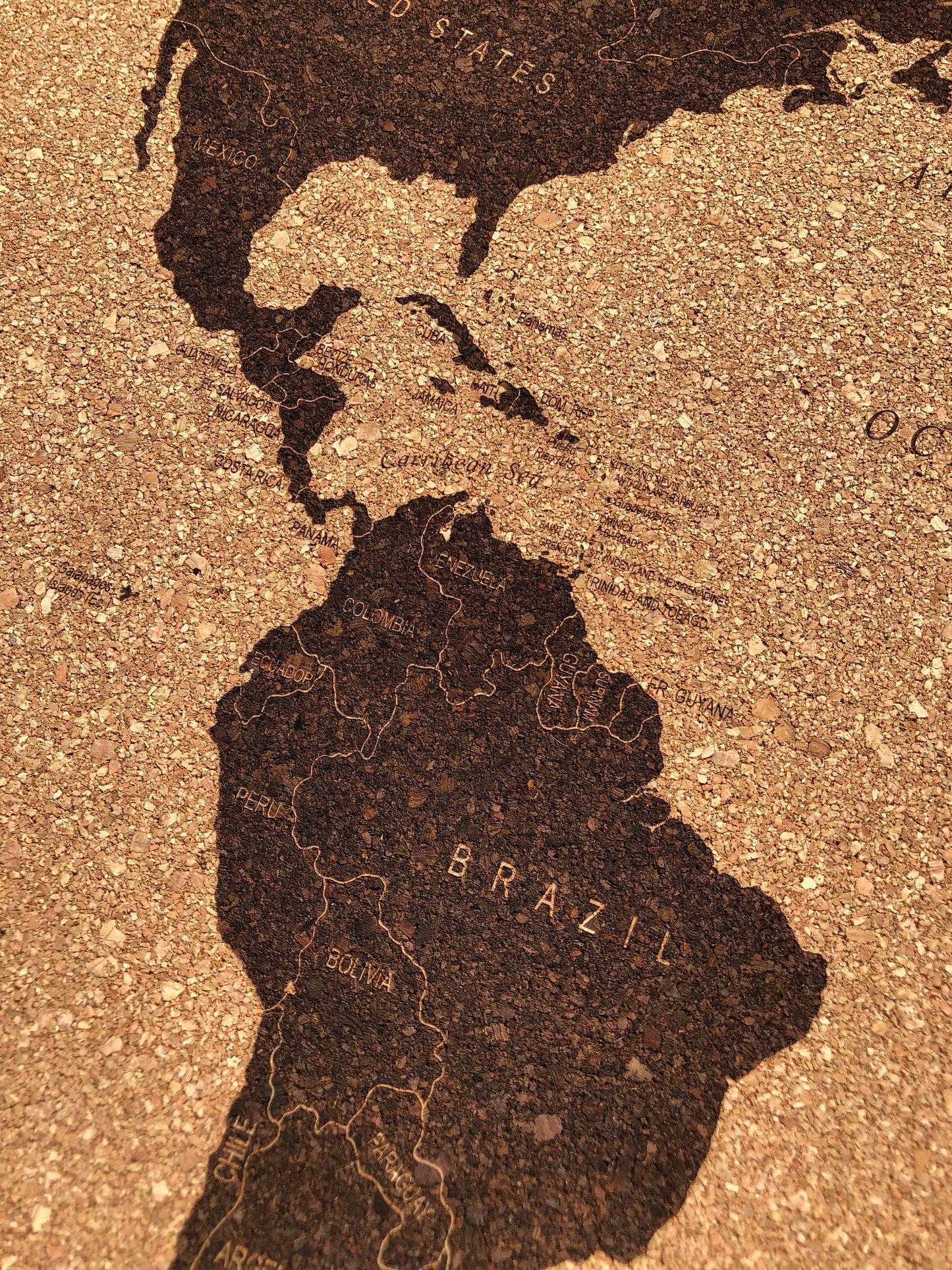 Cork Laser Engraved World Map 2