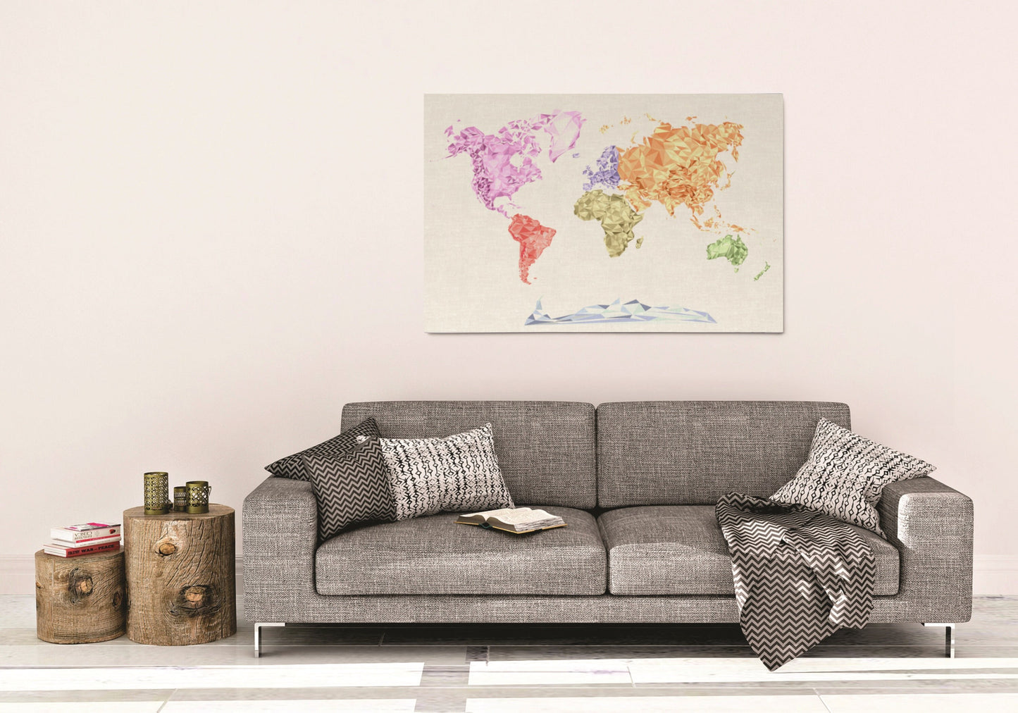 Canvas World Map | Coloured Polygons