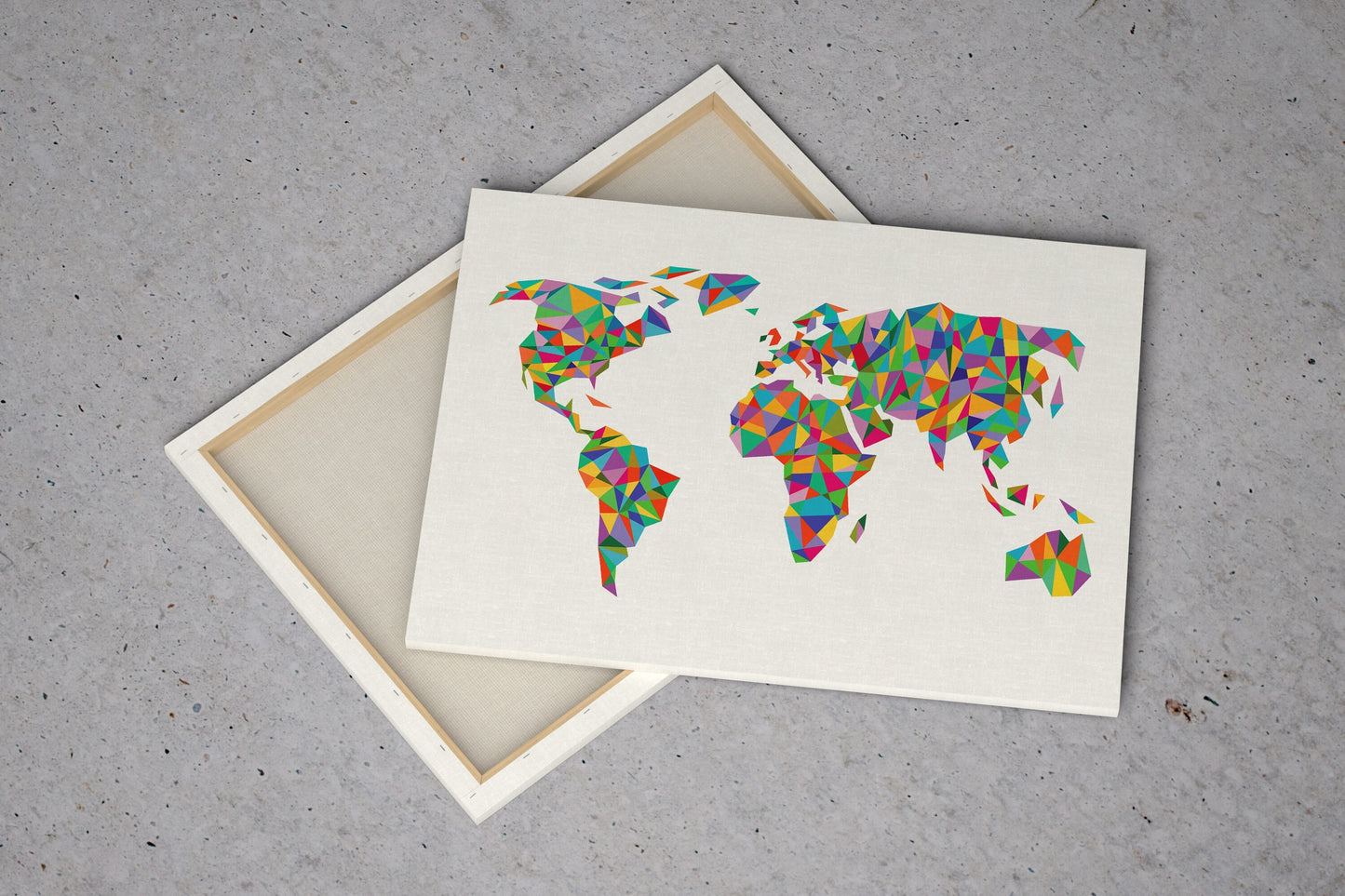 Canvas World Map | Solid Coloured Polygons