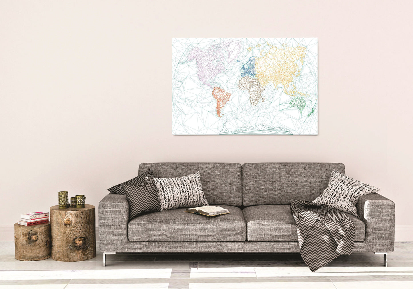 Canvas World Map | Minimalist Polygons