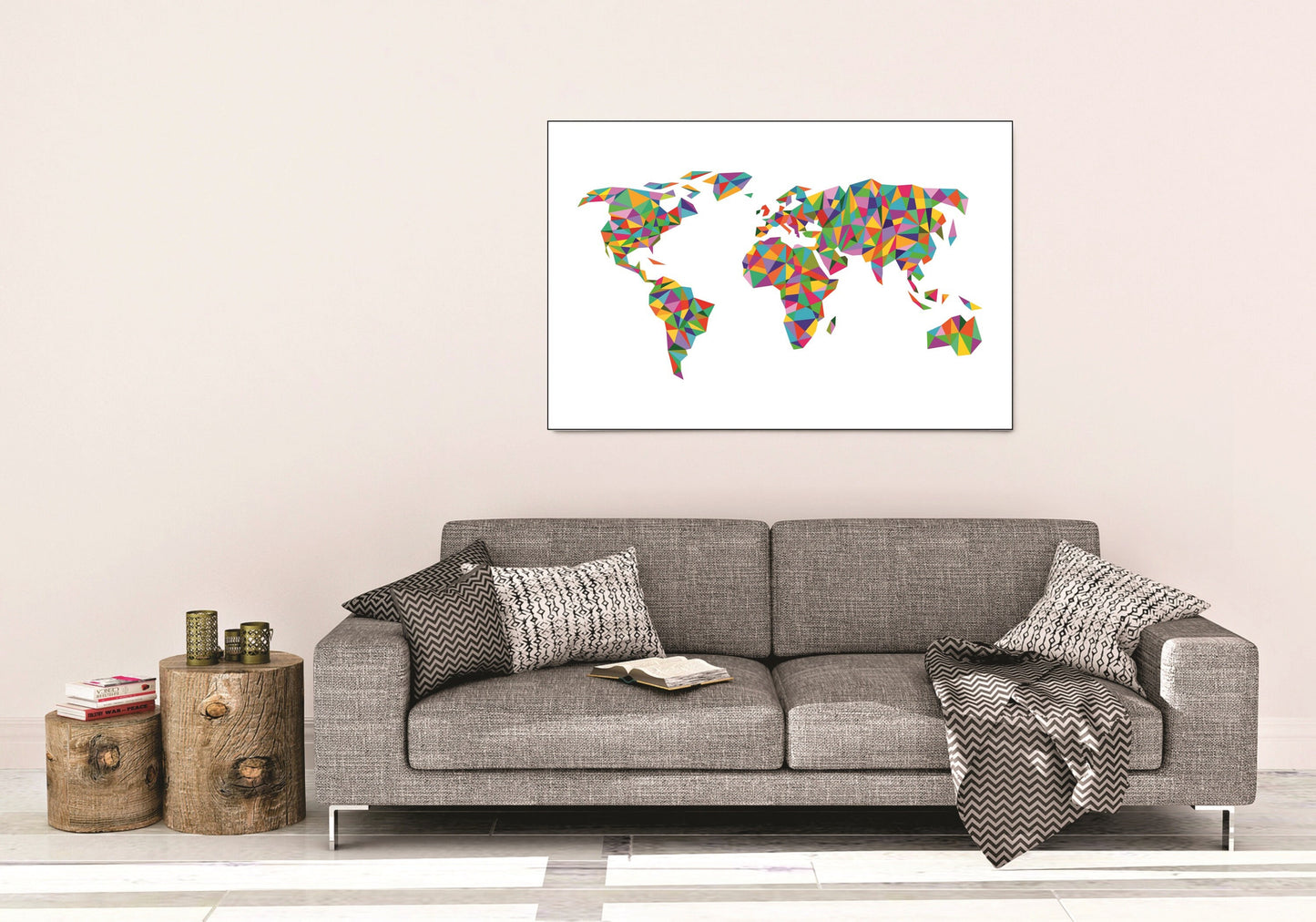 Canvas World Map | Solid Coloured Polygons