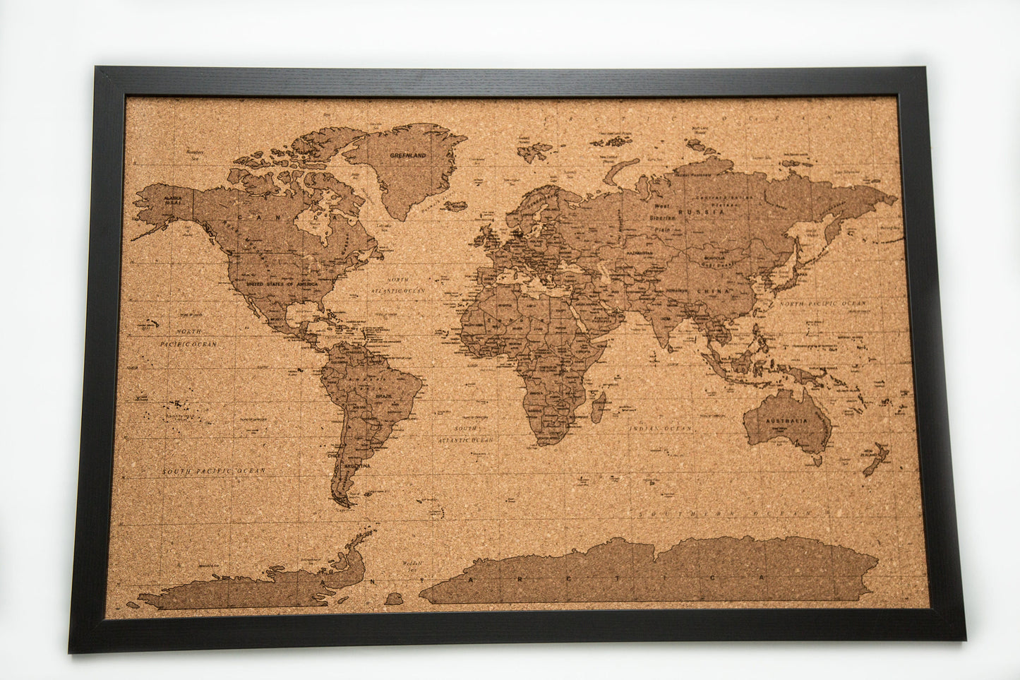 Cork Laser Engraved World Map