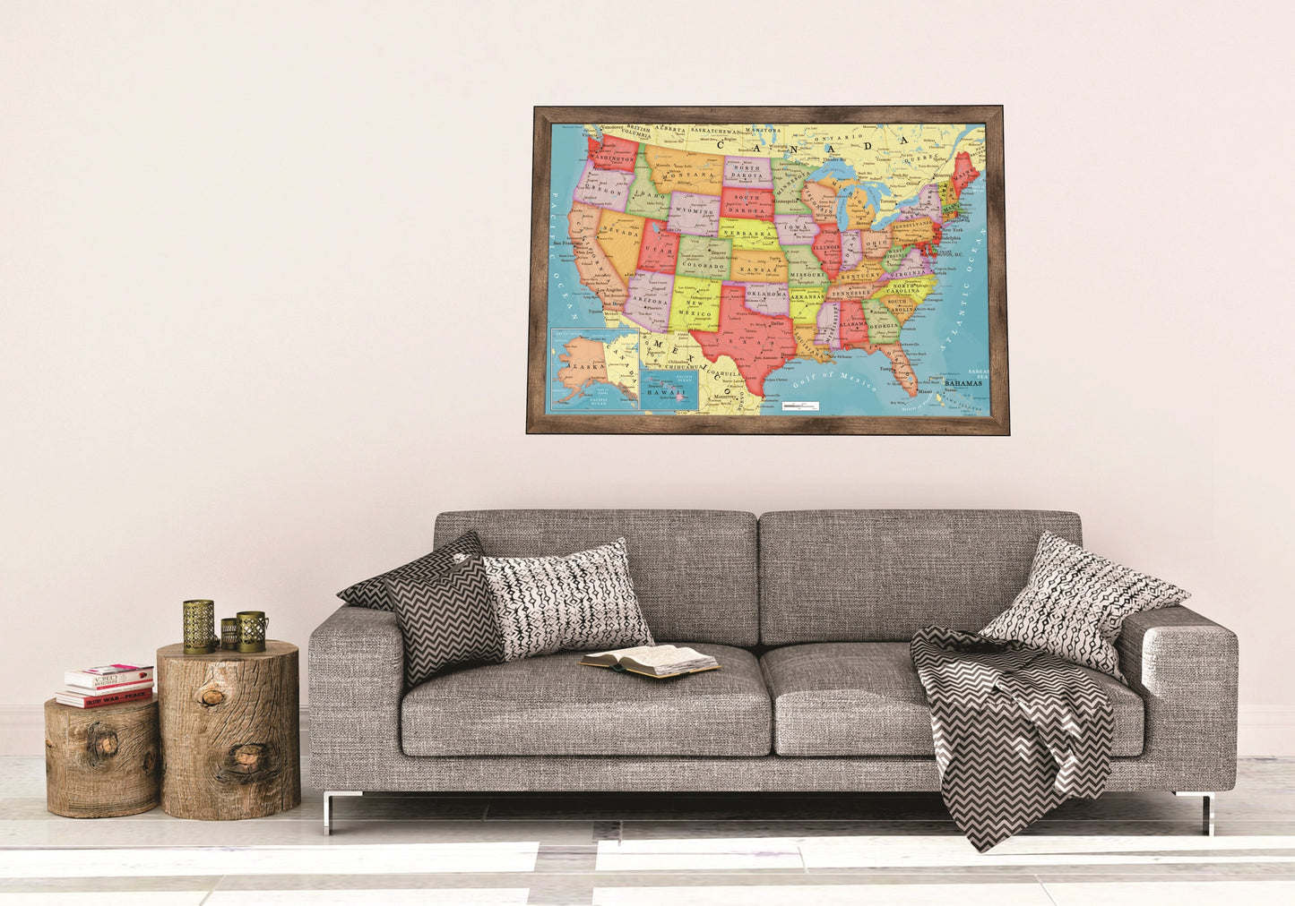 Pushpin USA Map | 36" x 24" or 24" x 18" | Vintage USA