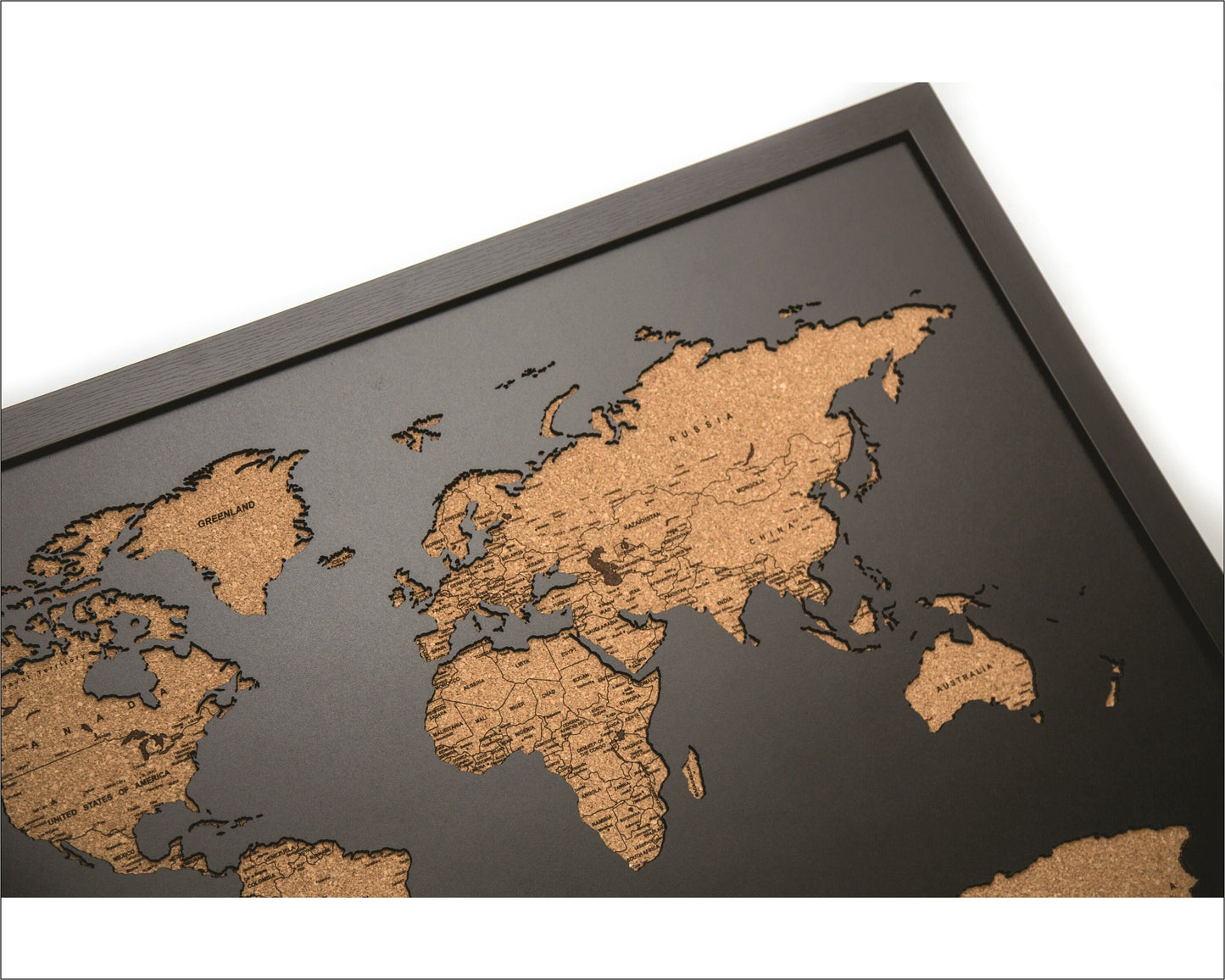 Laser Cut Wood Pushpin Map - Black