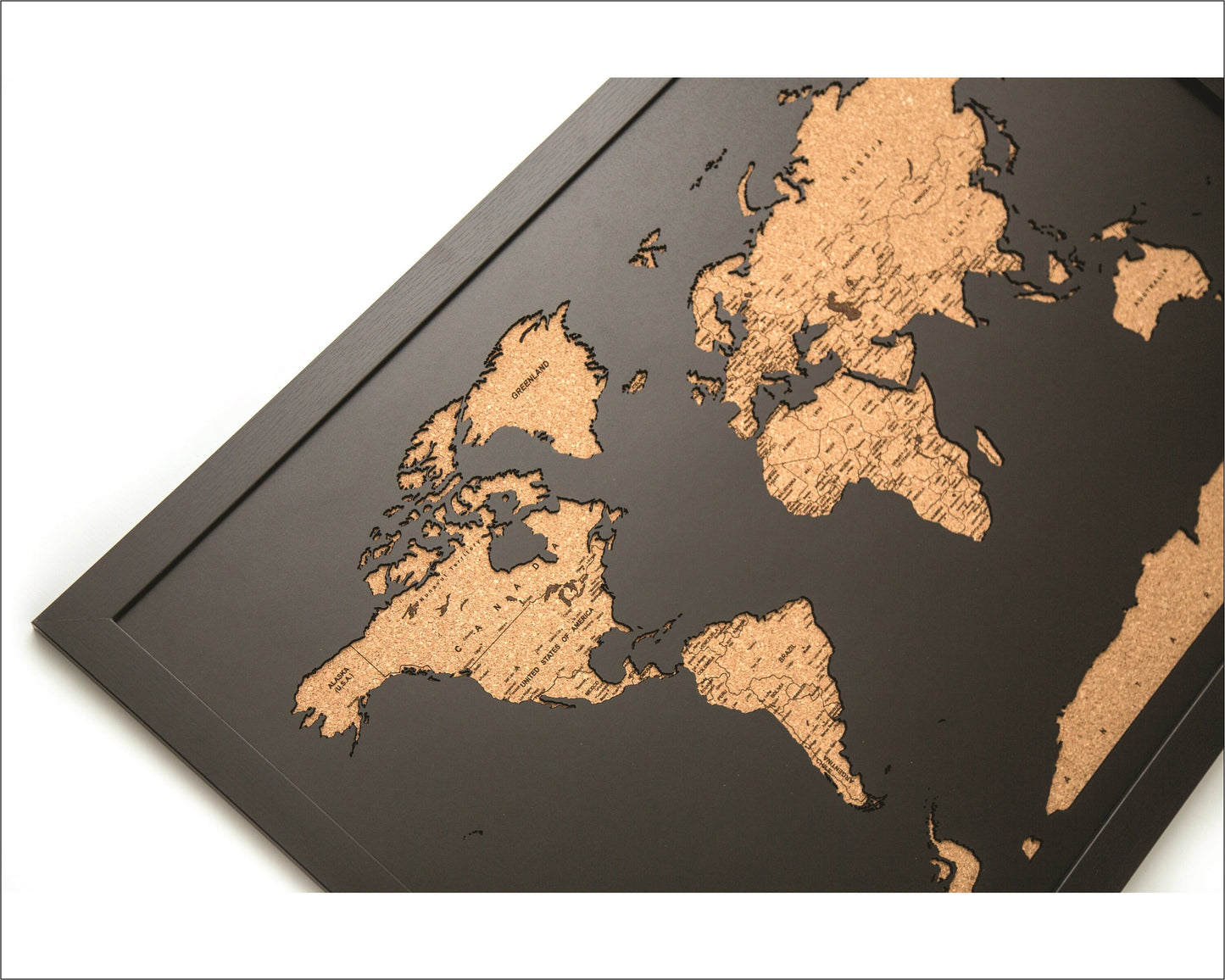 Laser Cut Wood Pushpin Map - Black