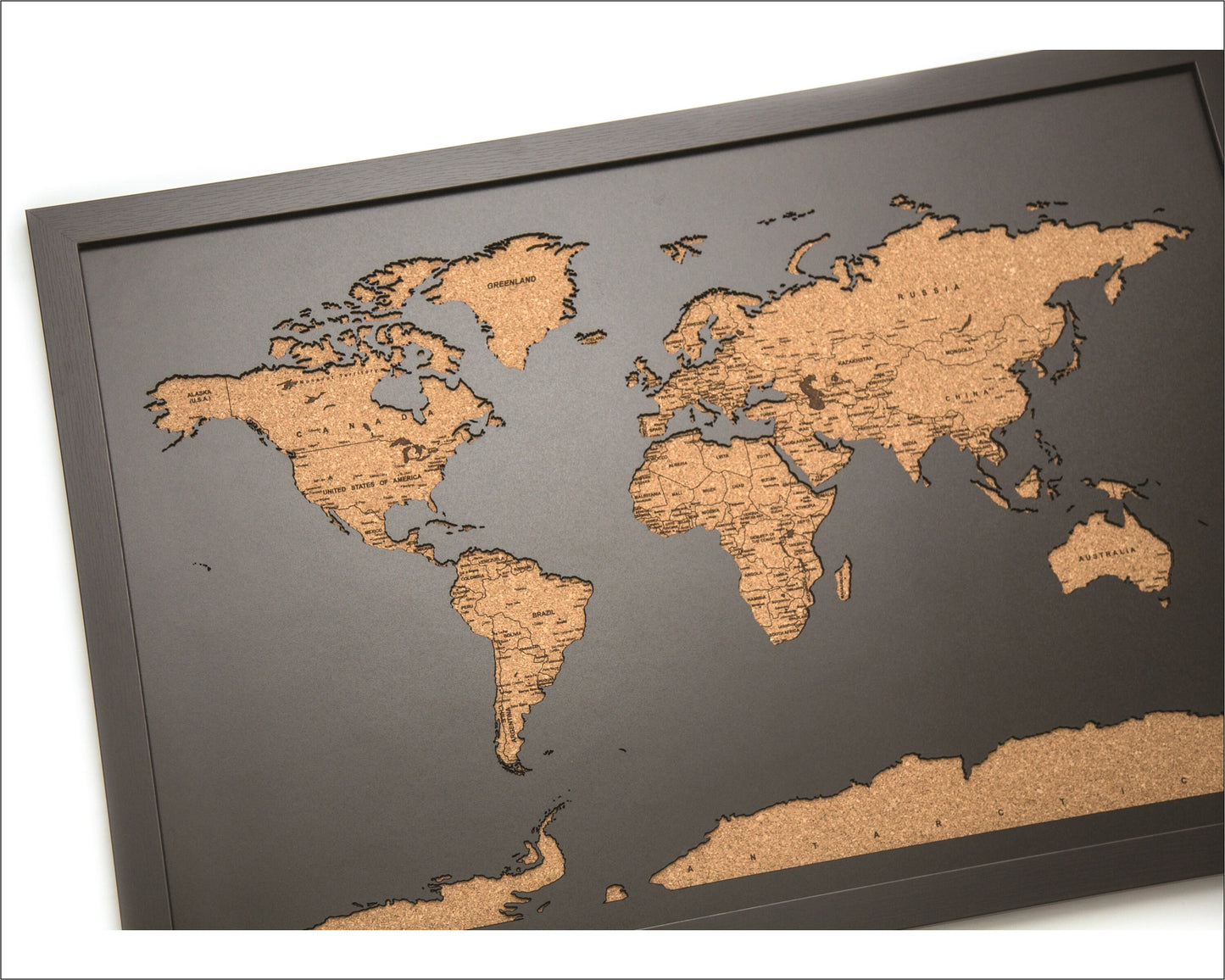 Laser Cut Wood Pushpin Map - Black