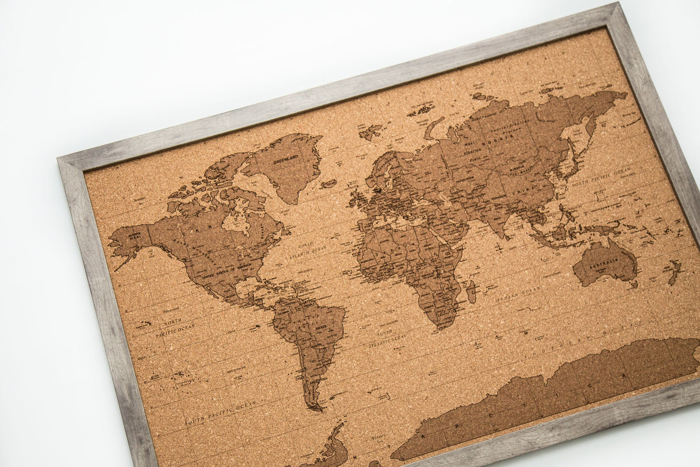 Cork Laser Engraved World Map