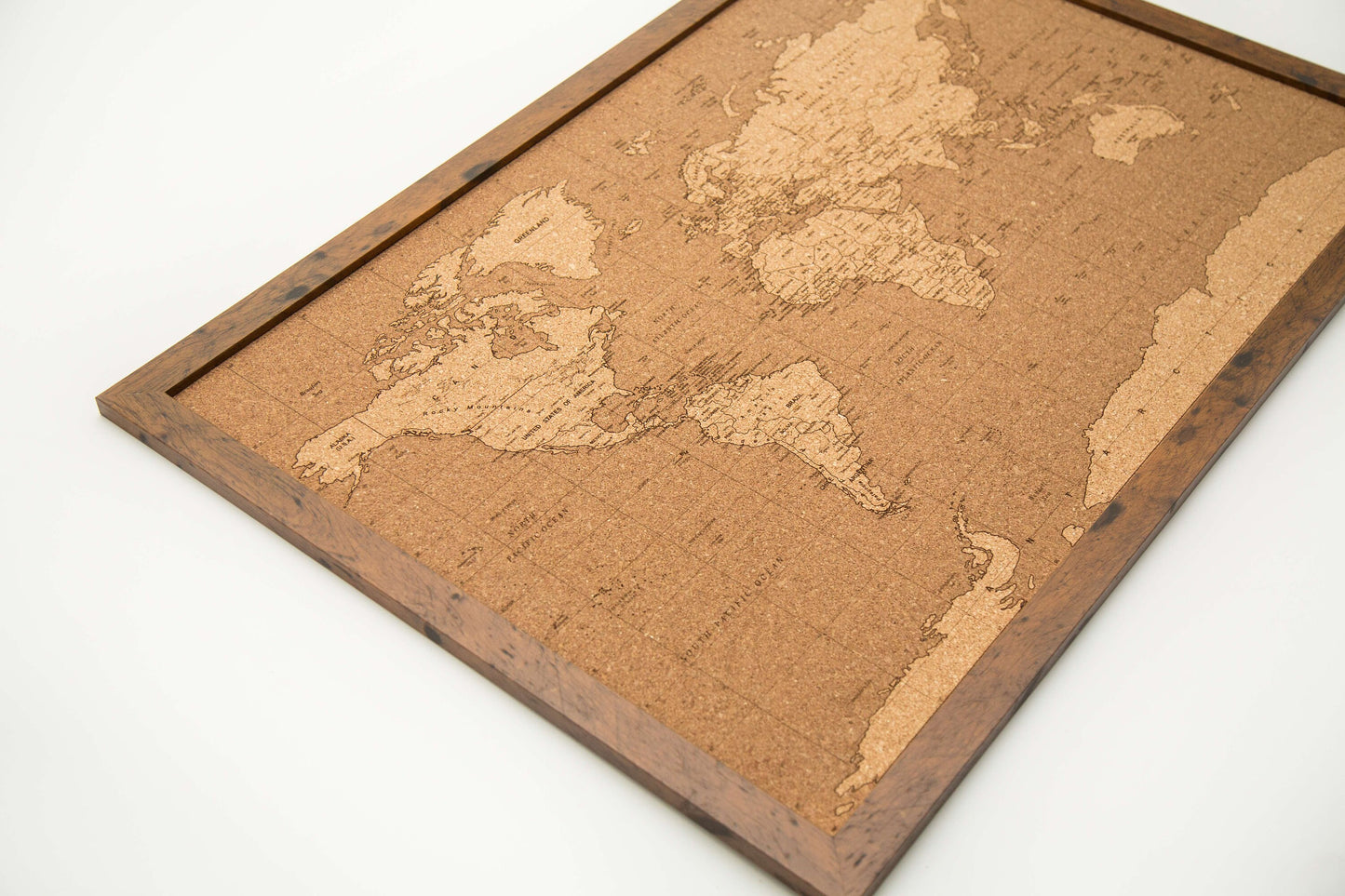 Cork Laser Engraved Inverse World Map