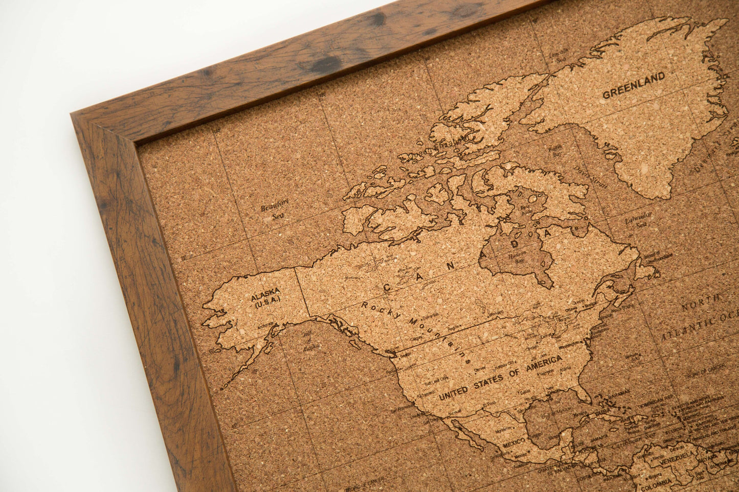 Cork Laser Engraved Inverse World Map