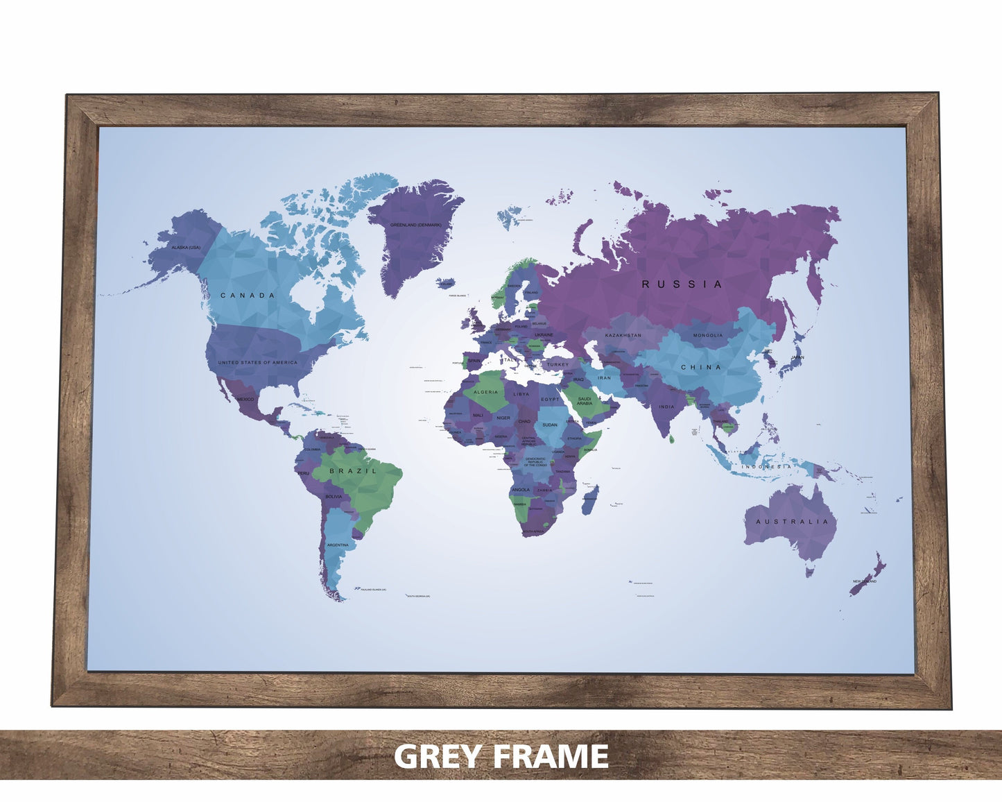 Pushpin world map | 36" x 24" or 24" x 18" | Polygons