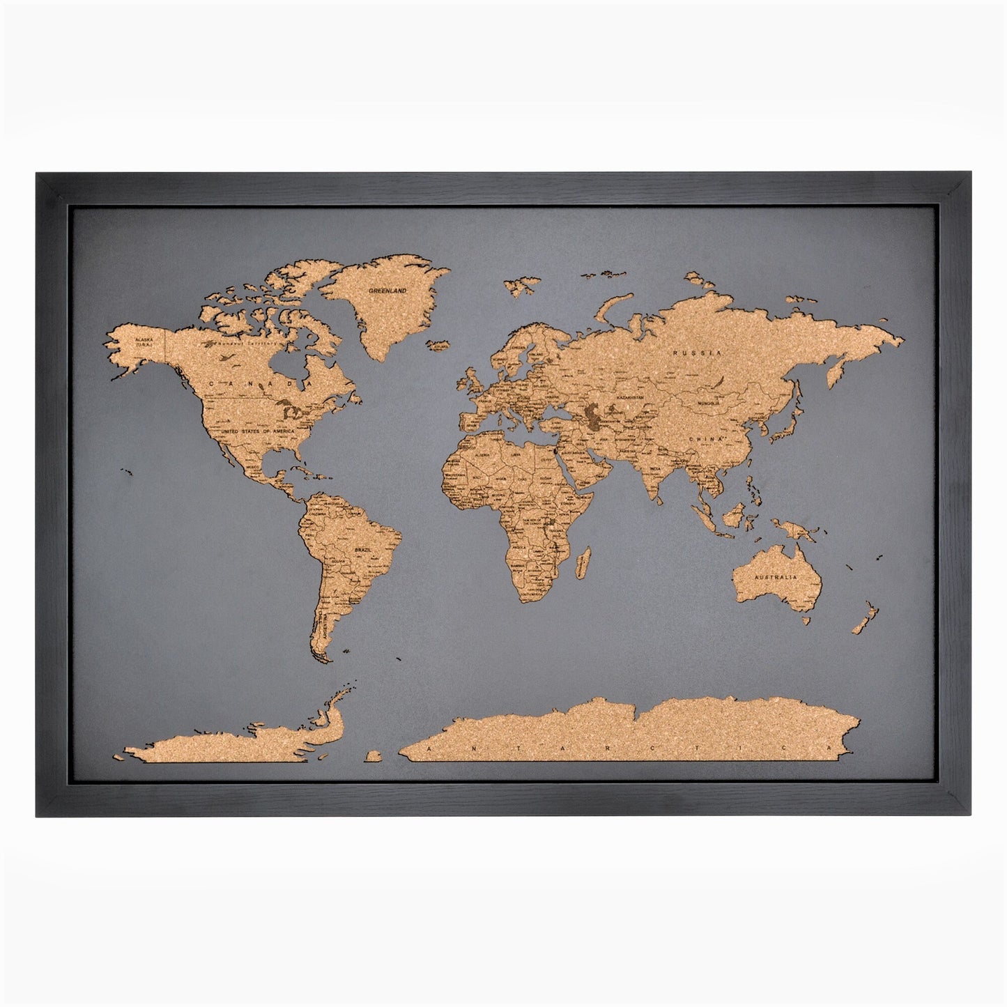 Laser Cut Wood Pushpin Map - Black