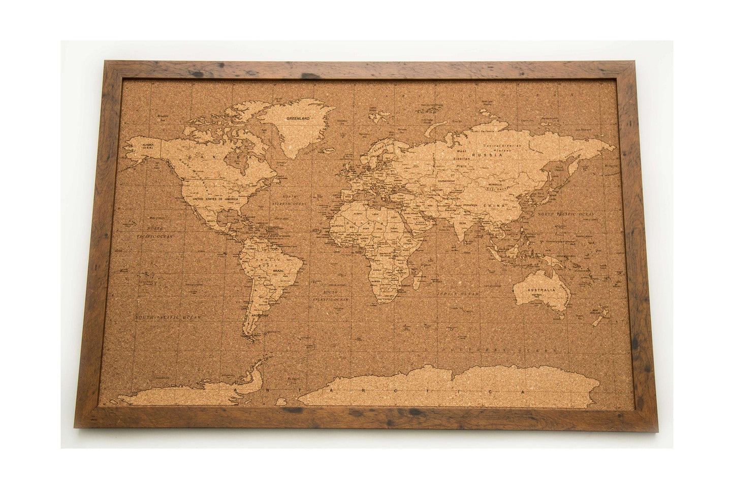 Cork Laser Engraved Inverse World Map