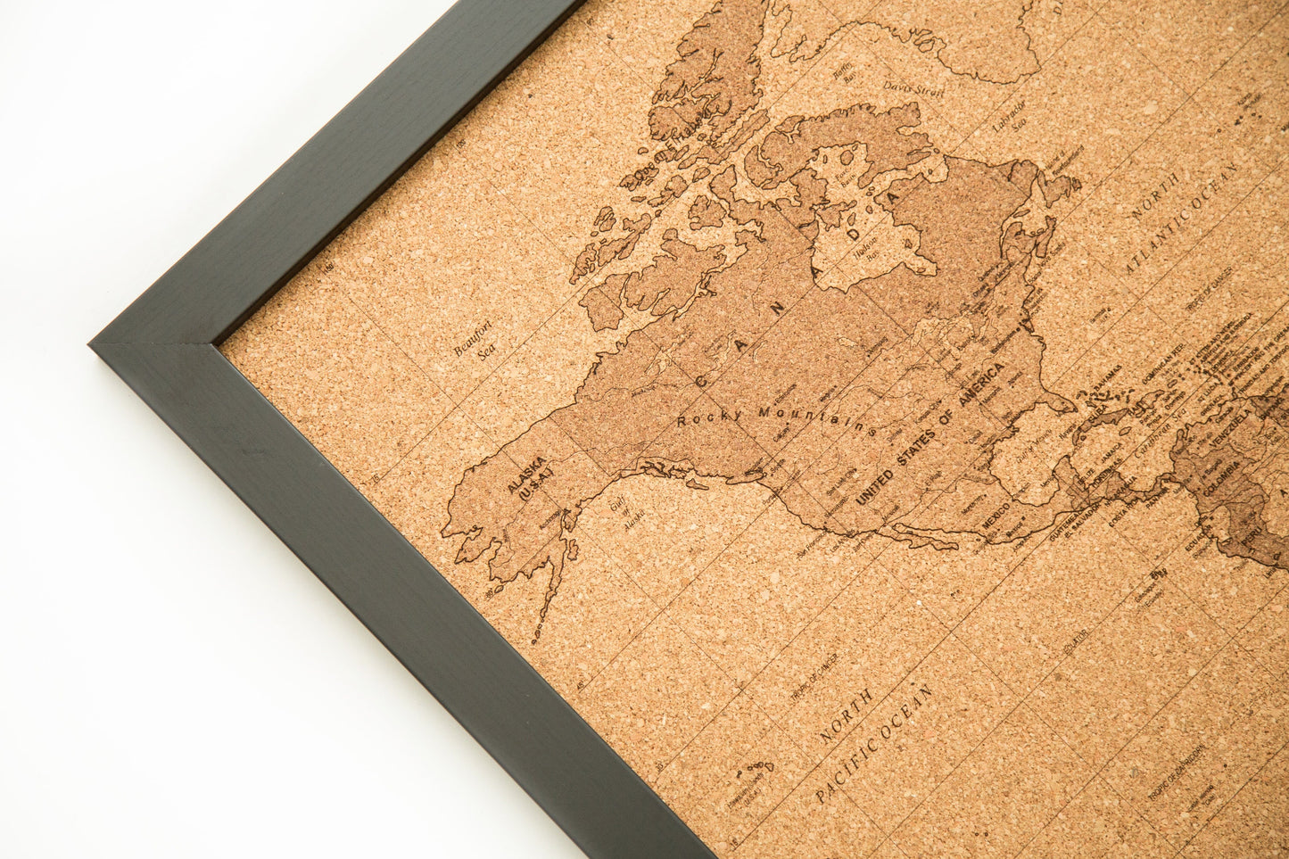 Cork Laser Engraved Shaded World Map