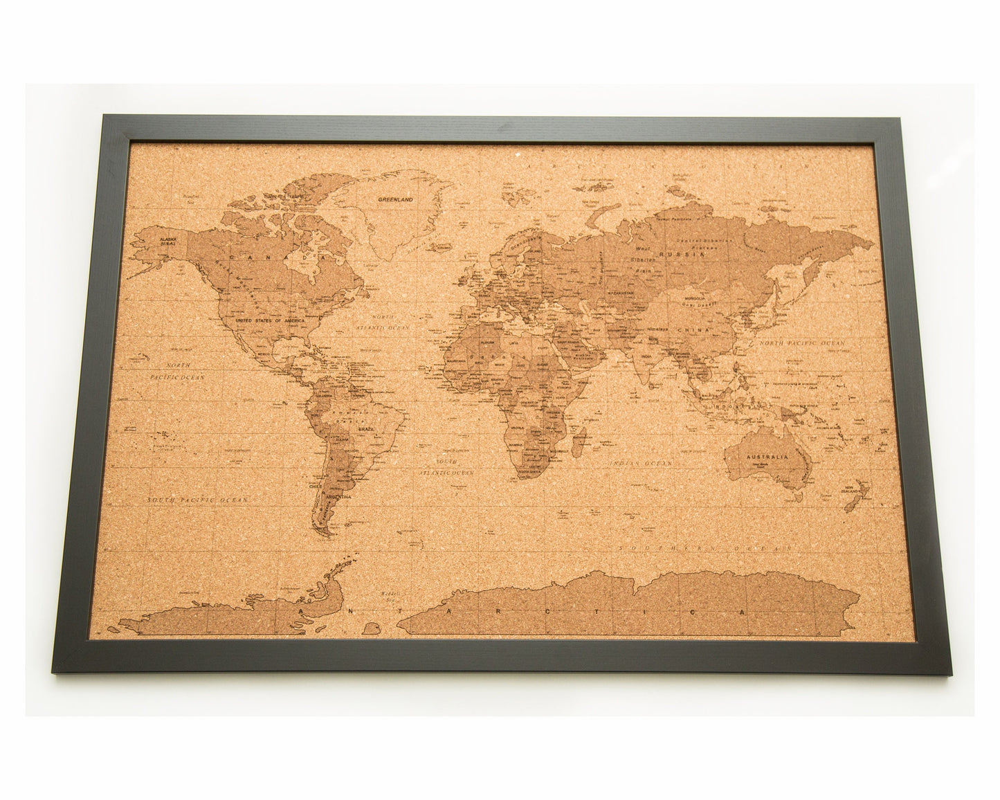 Cork Laser Engraved Shaded World Map