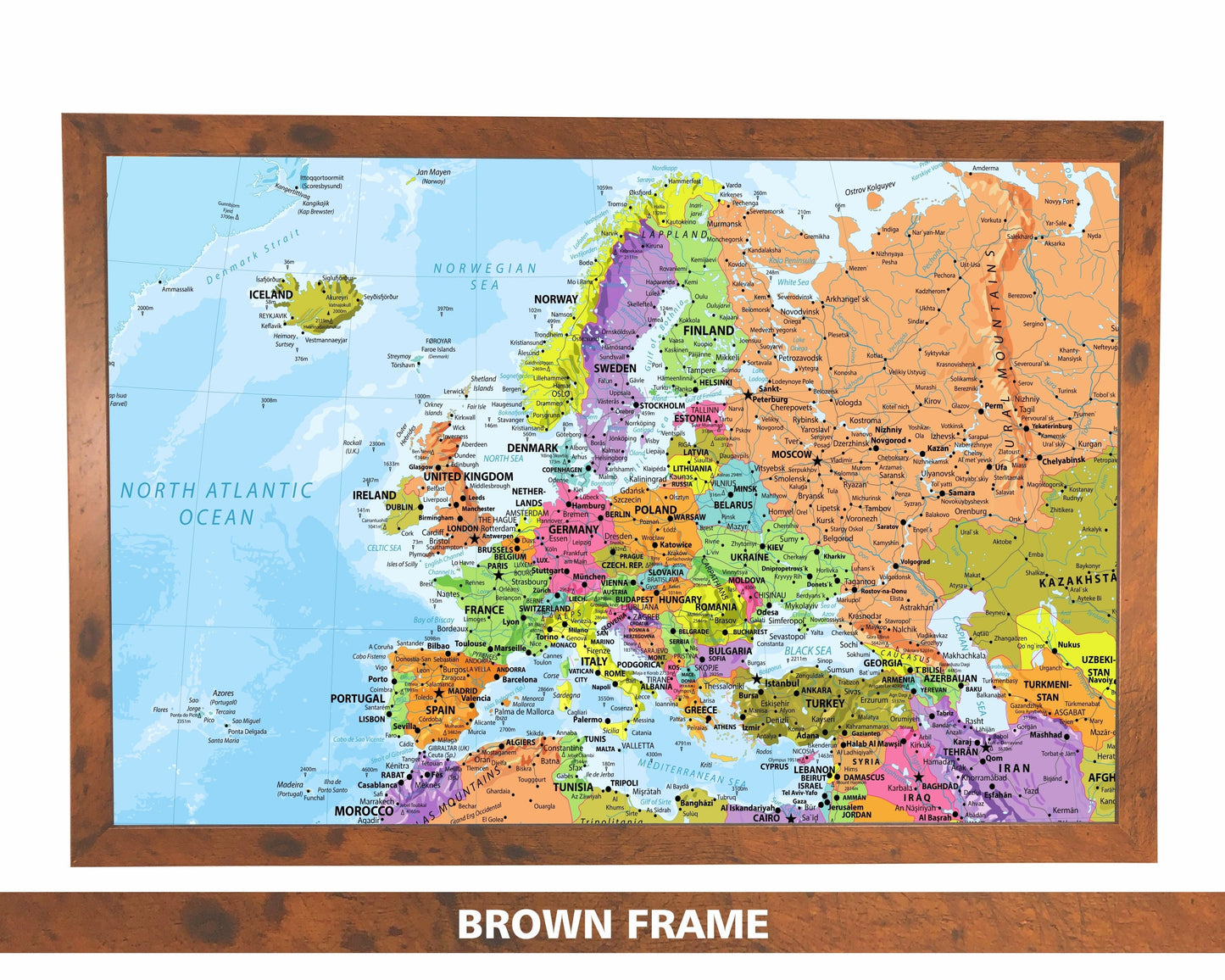 Detailed Pushpin Europe Map | 36" x 24" or 24" x 18"