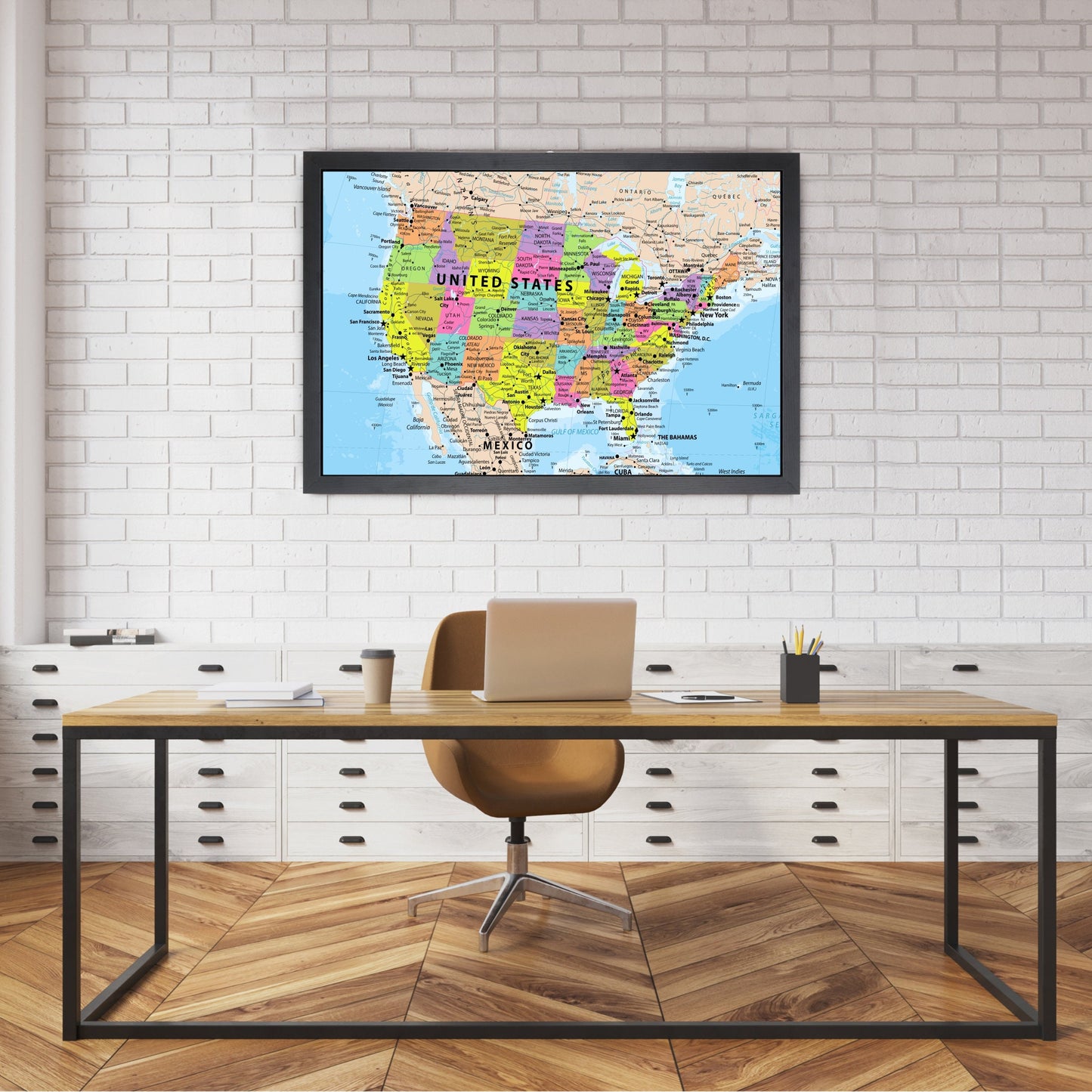 Detailed Pushpin USA Map | 36" x 24" or 24" x 18"