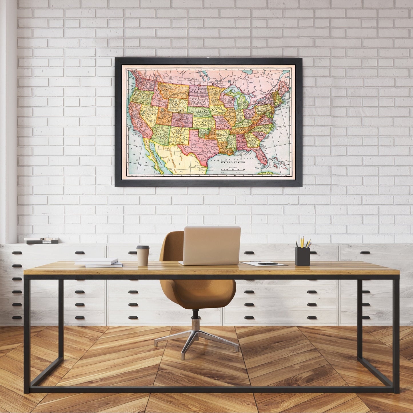 Pushpin USA map | 36" x 24" or 24" x 18" | Vintage Greyscale USA