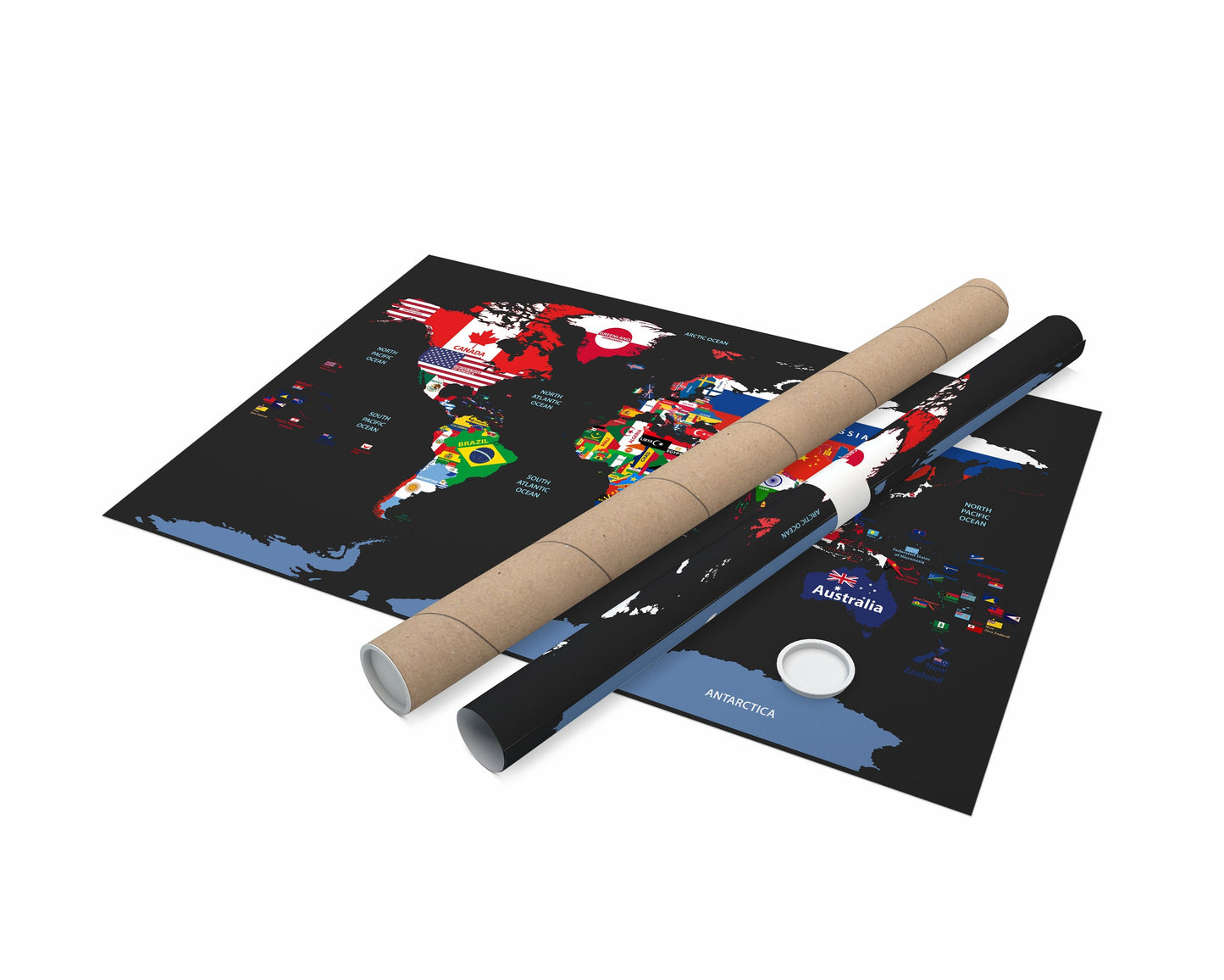 Rolled Canvas | 36" x 24" | World Map as Flags