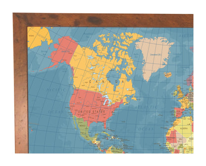 Pushpin world map | 36" x 24" or 24" x 18" | Vintage Dark Blue (Wrap)