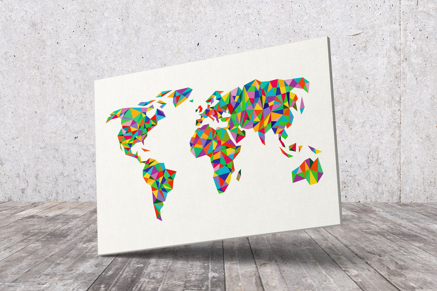 Canvas World Map | Solid Coloured Polygons