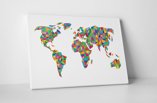 Canvas World Map | Solid Coloured Polygons