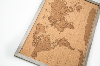 Cork Laser Engraved World Map