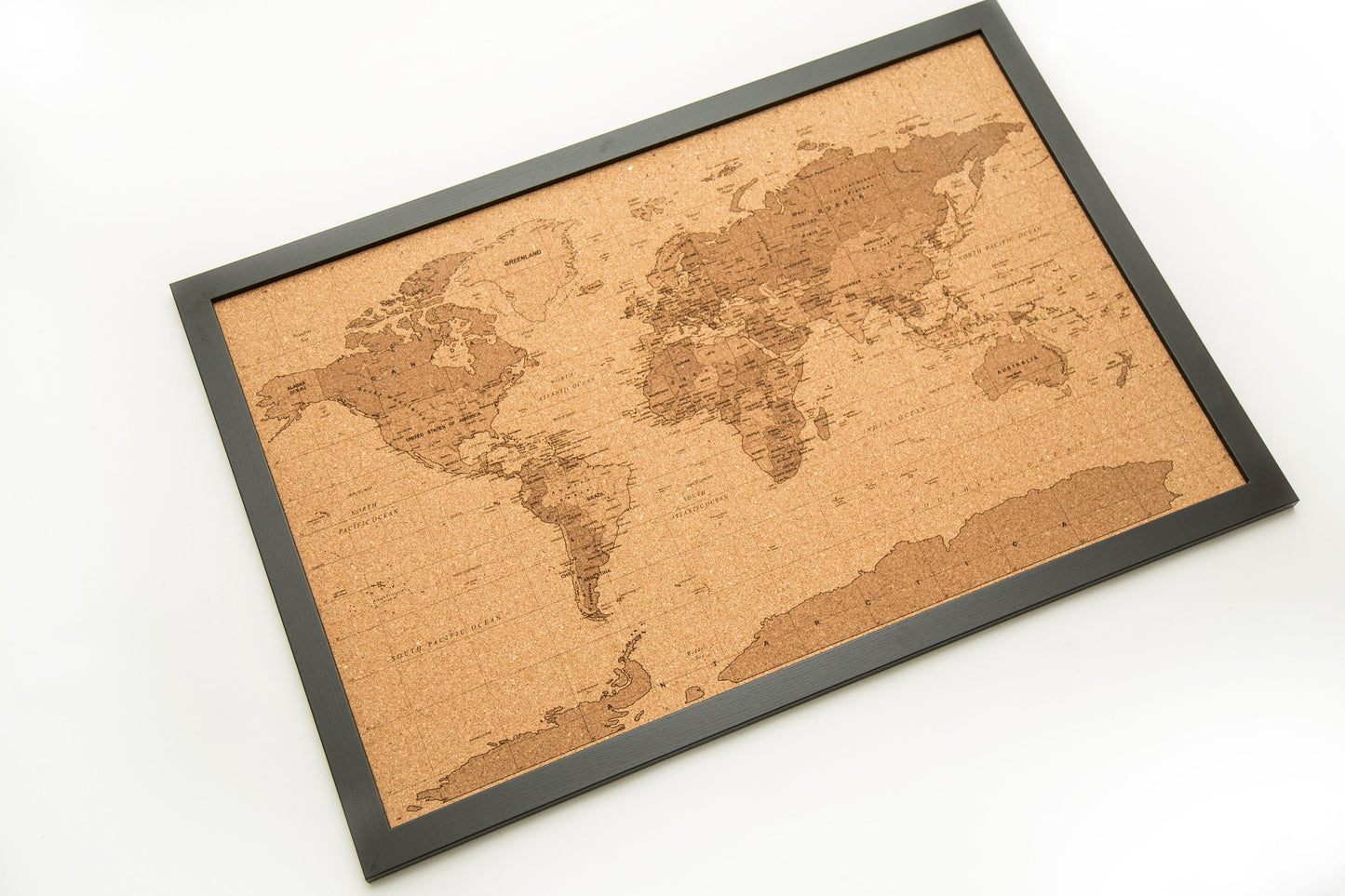 Cork Laser Engraved Shaded World Map