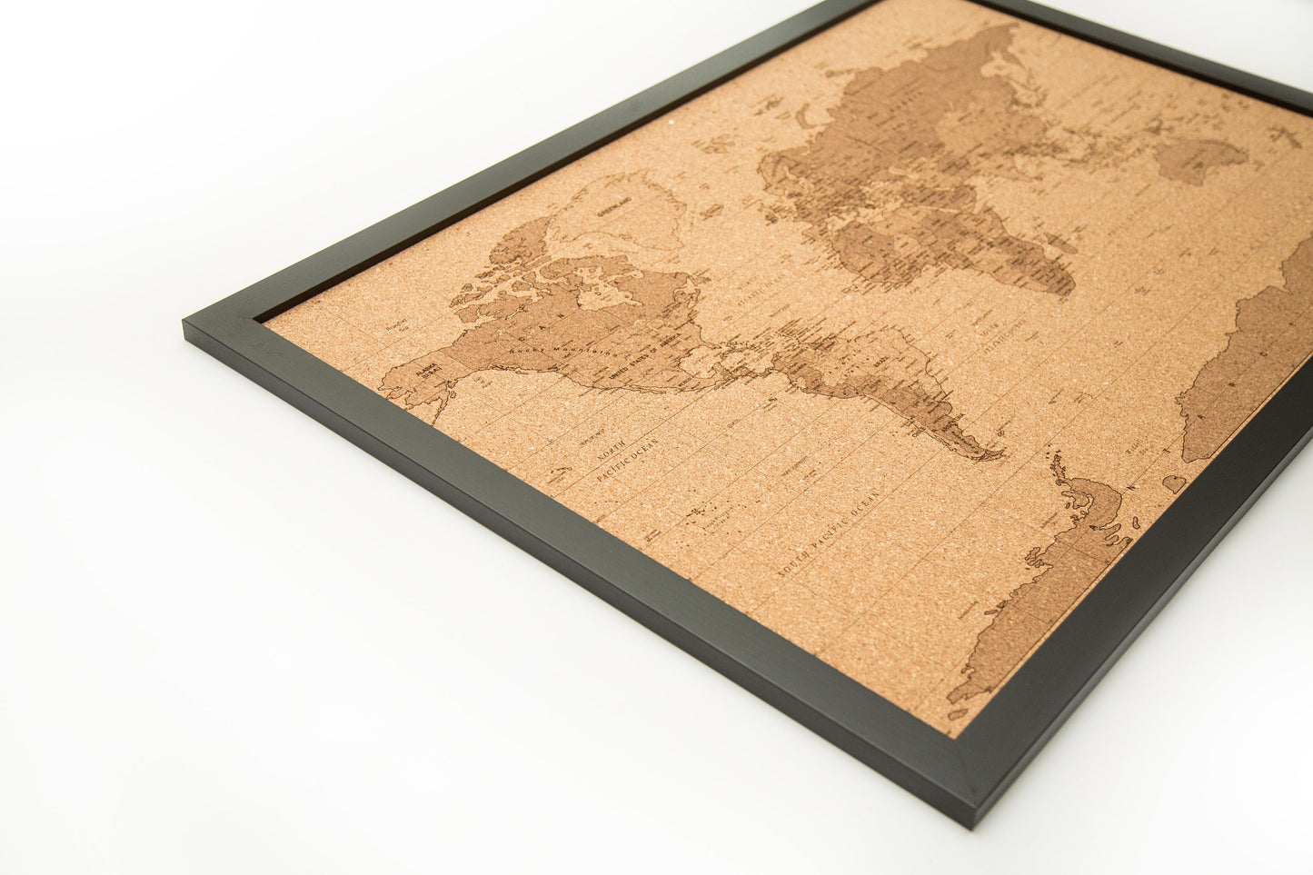 Cork Laser Engraved Shaded World Map