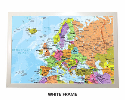 Detailed Pushpin Europe Map | 36" x 24" or 24" x 18"