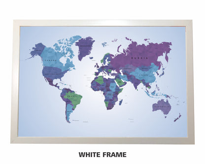 Pushpin world map | 36" x 24" or 24" x 18" | Polygons