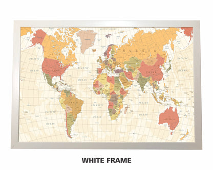 Pushpin world map | 36" x 24" or 24" x 18" | Vintage Tan (Wrap)