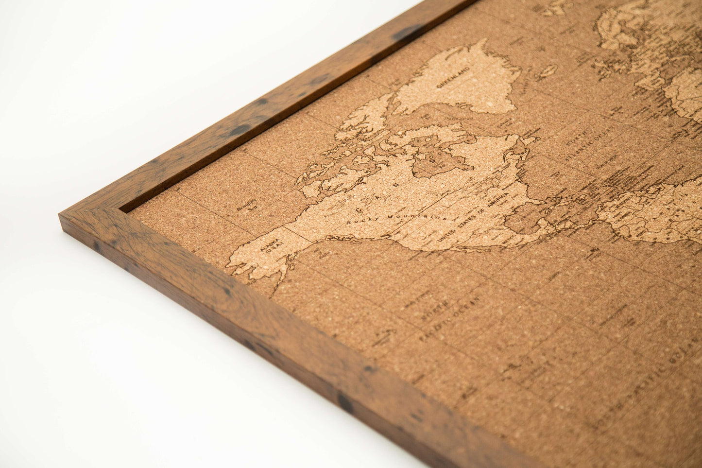 Cork Laser Engraved Inverse World Map