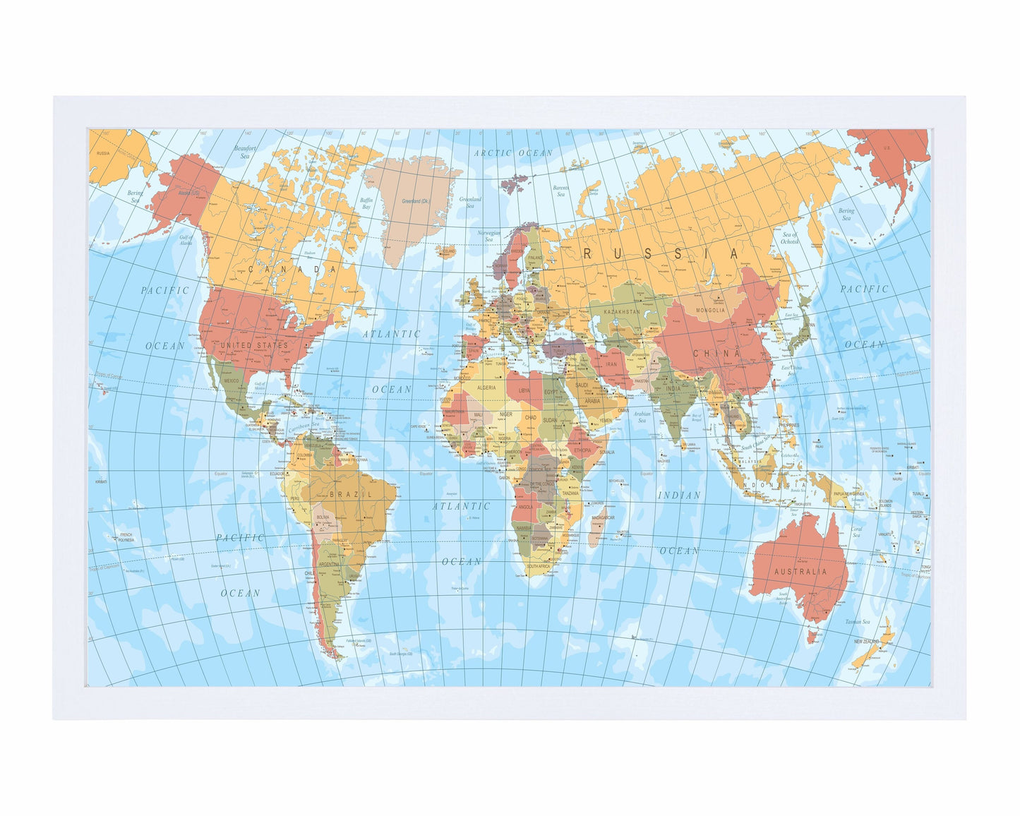 Pushpin world map | 36" x 24" or 24" x 18" | Vintage Blue (Wrap)