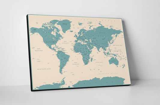 Canvas World Map | Blue Lands