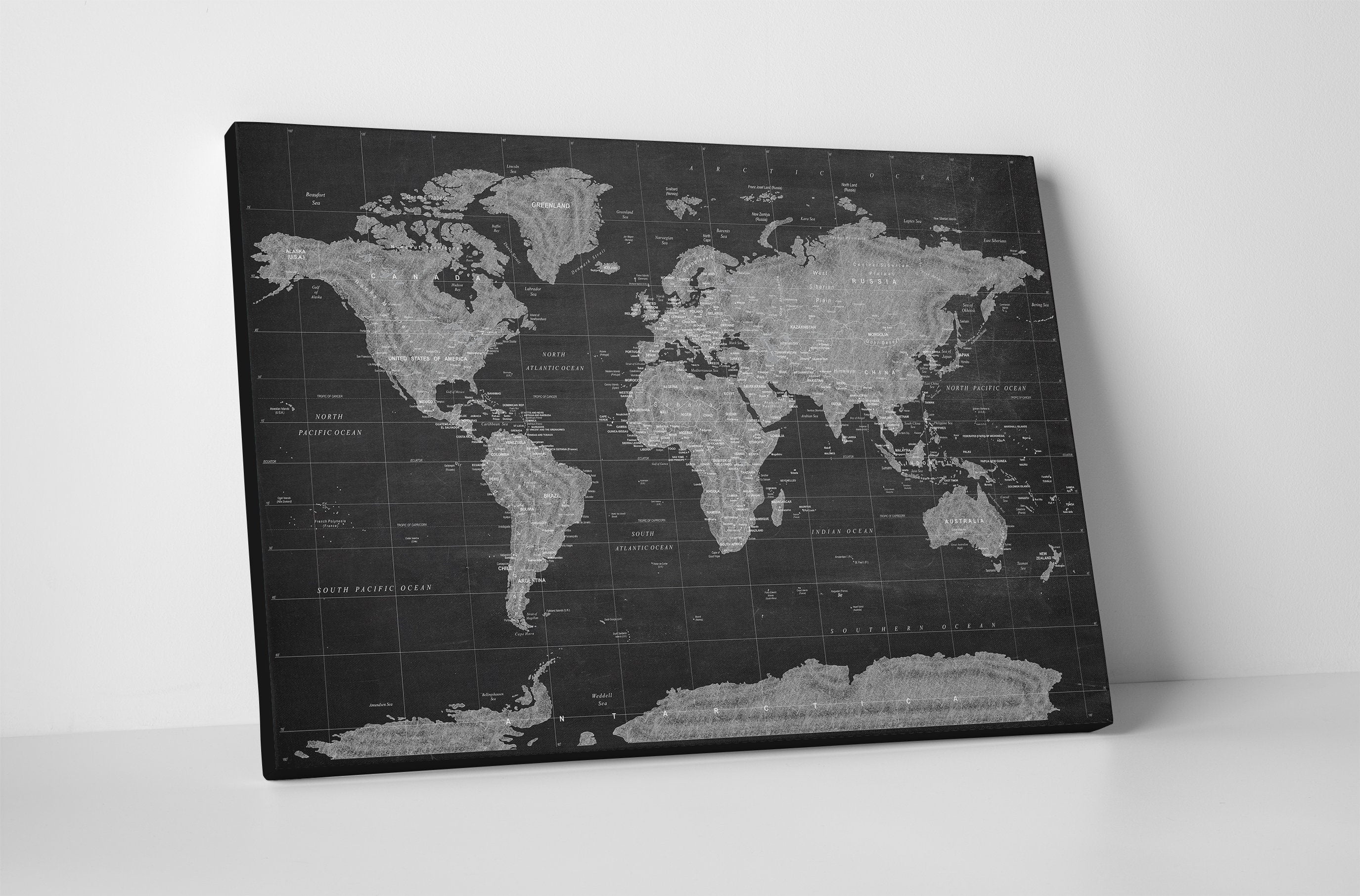 Canvas World Map | Chalkboard World Map – Allways Artwork