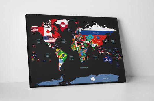 Canvas World Map | Map as Country Flags (Miller)