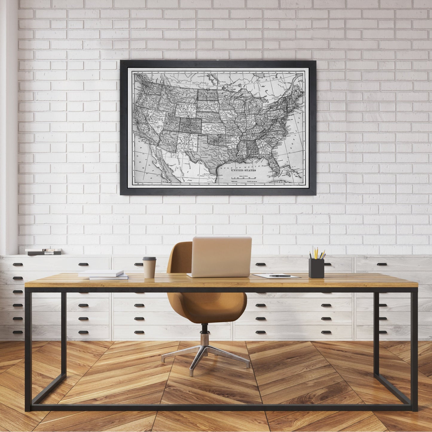 Pushpin USA map | 36" x 24" or 24" x 18" | Vintage Greyscale USA