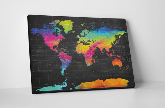 Canvas World Map | Watercolour Chalkboard 2